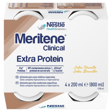 Meritene Clinical Extra Protein Vanilje Høyprotein Oraltilskudd 4 x 200 ml