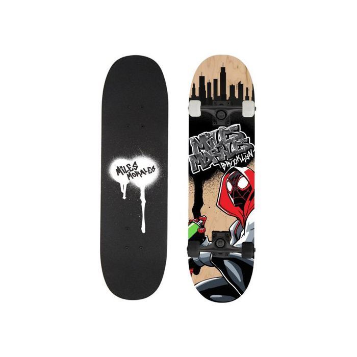 Spider-Man Miles Morales treskateboard for tenåringer, stort 79 cm, sklisikkert dekk, stabilt opptil 100 kg