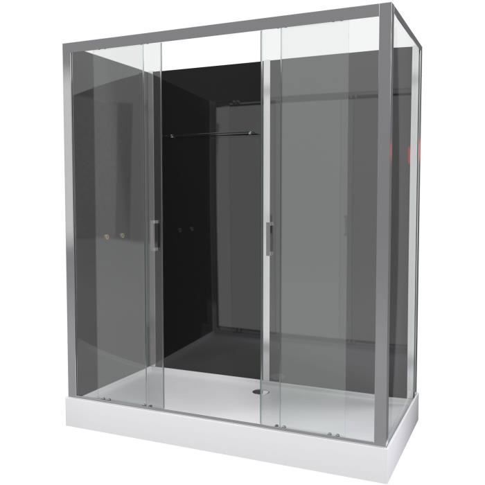 Box doccia con vetro serigrafato - Grigio - 80 x 80 x 235 cm