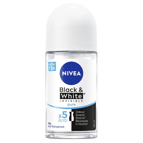 NIVEA Black & White Invisible Pure antitranspirācijas rullītis<br>50ml