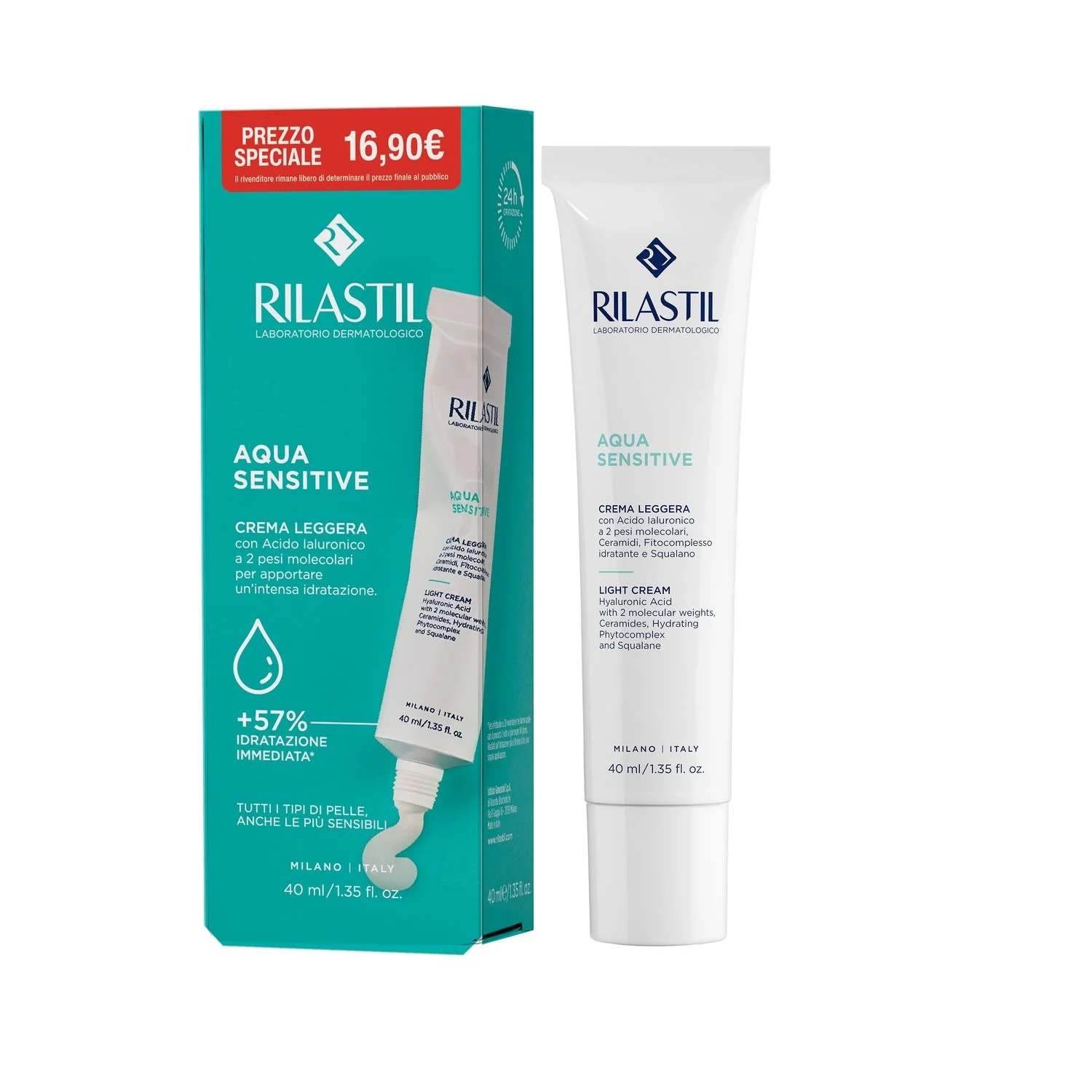 Aqua Sensitive - Crema Leggera - Tratt.viso 24 ore idratante