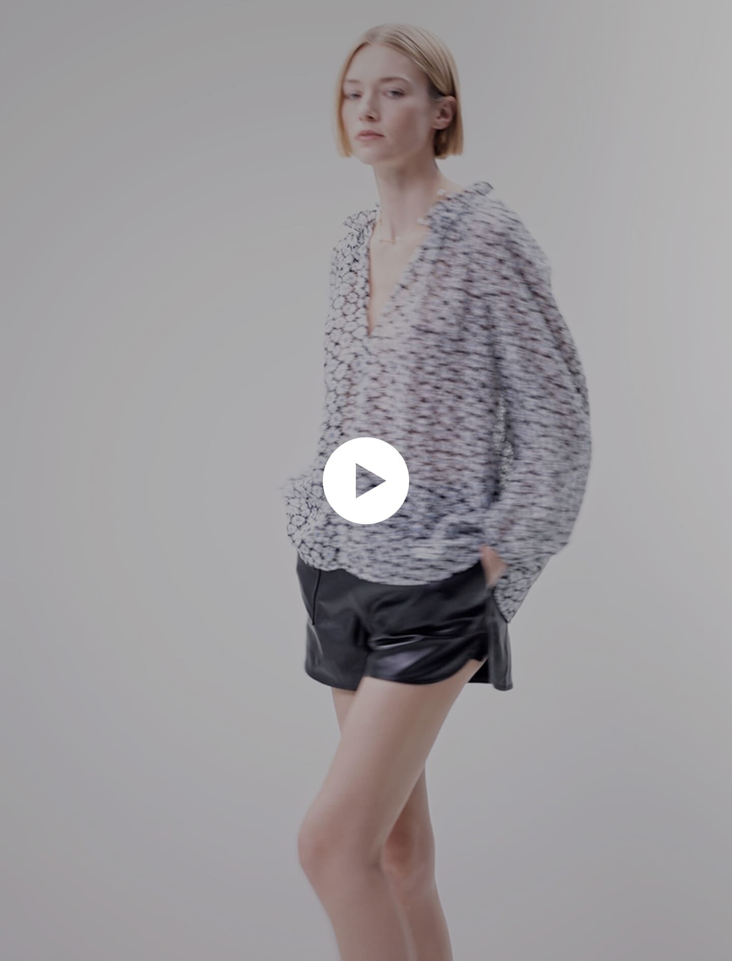 Blouse met bloemenprint-Imprimé marguerite bleu