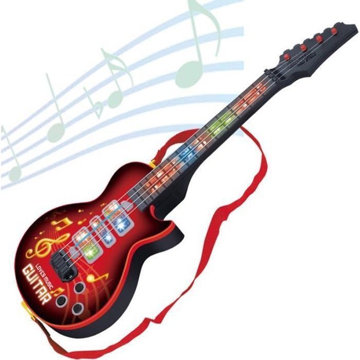 Jouet de guitare électrique - ZGEER - 4 cordes - Rouge - 3 ans et plus