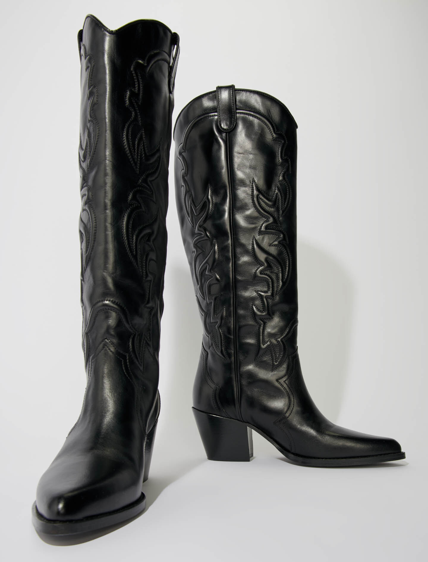 Ghete Western din piele - Negre