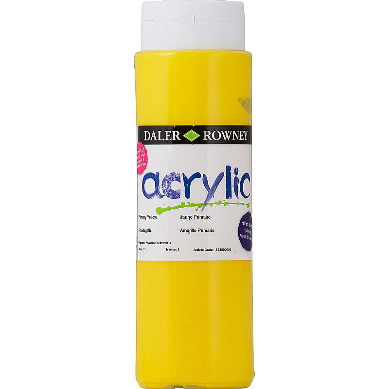 Dealer & Rowney akrylfärg 500 ml, primärgul