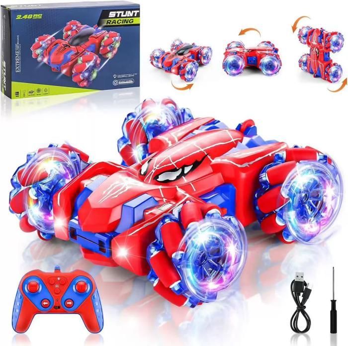 BIENCOME 360° Rotating Remote Control Toy Car for Children with Spray, 2.4GHz, USB Rechargeable, for Ages 3-12