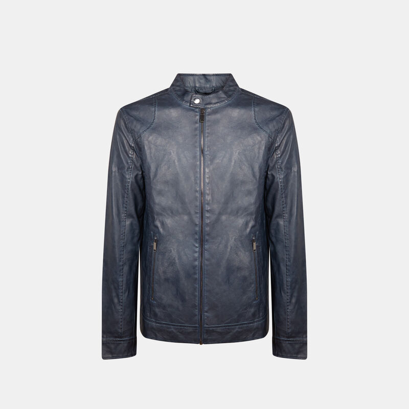 Giacca biker da uomo effetto pelle