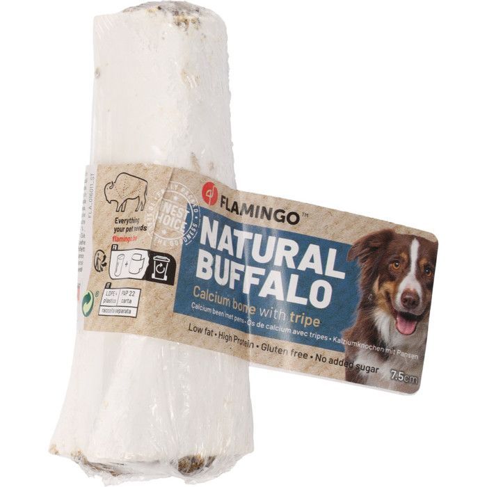 Petisco para cães - FLAMINGO - Osso de búfalo com cálcio - 230g - Enriquecido com cálcio - Com tripa