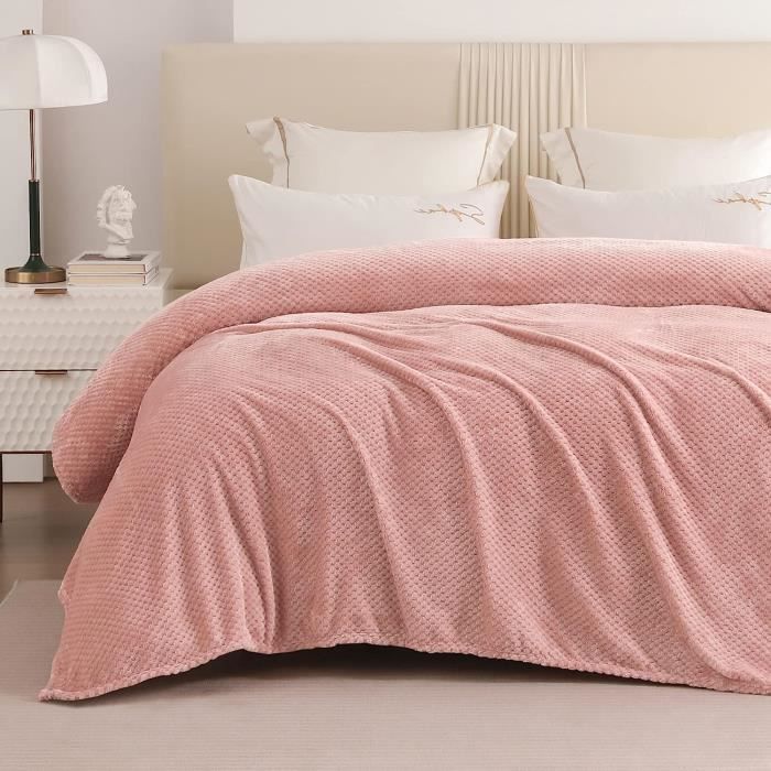 Manta polar para sofá, cama, viajes al aire libre, manta suave y mullida para todas las estaciones, rosa, 150x200cm