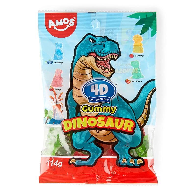 Vingummi dinosaurie 4D 114 g