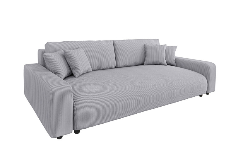 Ropez Sara duża sofa z funkcją spania i pojemnikiem sztruks szary