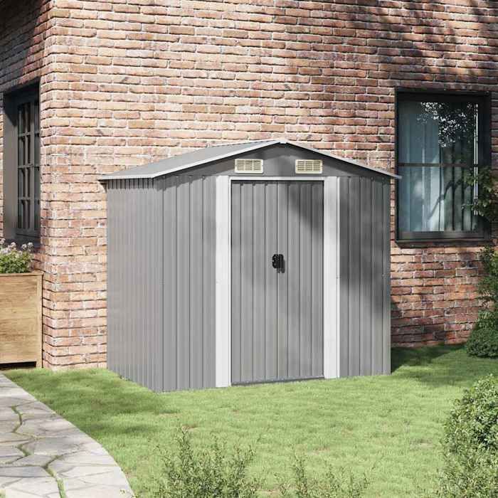 vidaXL Abri de stockage pour jardin Métal Gris 204 x 132 x 186 cm 42983