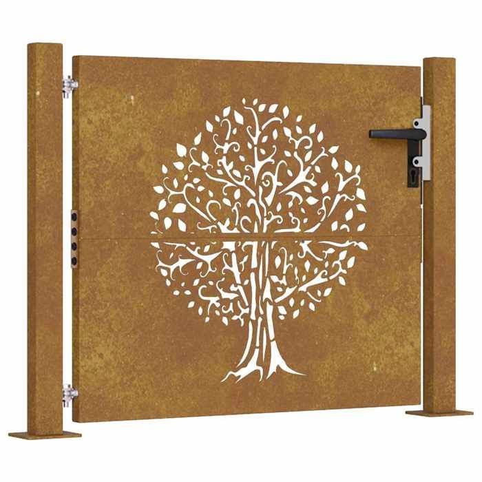 Portão de Jardim vidaXL, Portão para Pátio, Barreira de Segurança, Portão para Terraço Externo, Aço Corten 105x80 cm 153214