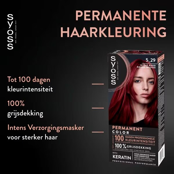 Syoss Permanent Color 5-29 Intenzivno rdeča permanentna barva za lase 115 g
