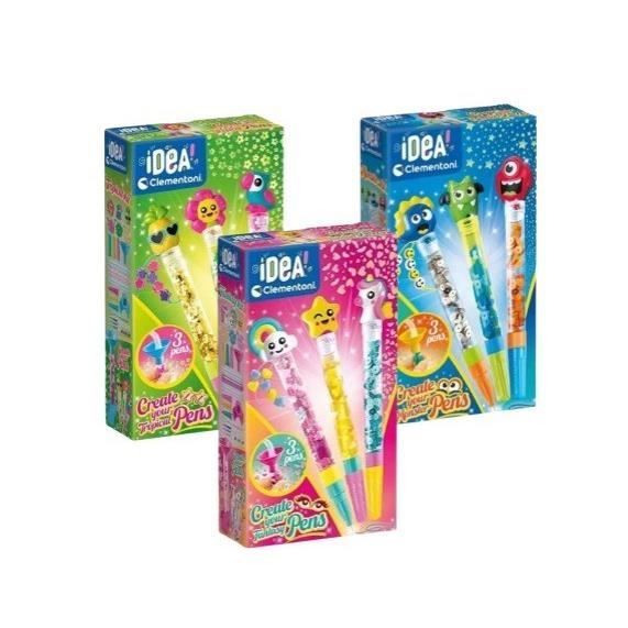 Conjunto de 3 mini talleres de escritura con bolígrafos: temáticas de fantasía, tropical y monstruos.