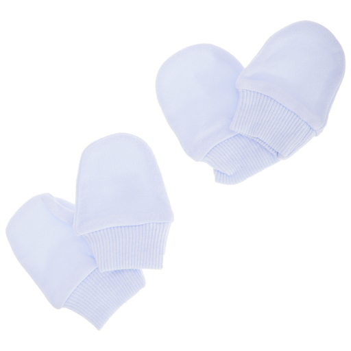  Manoplas Elásticas 100% Algodón Para Recién Nacido (Pack De 2 Pares) Universal Textiles (Azul)