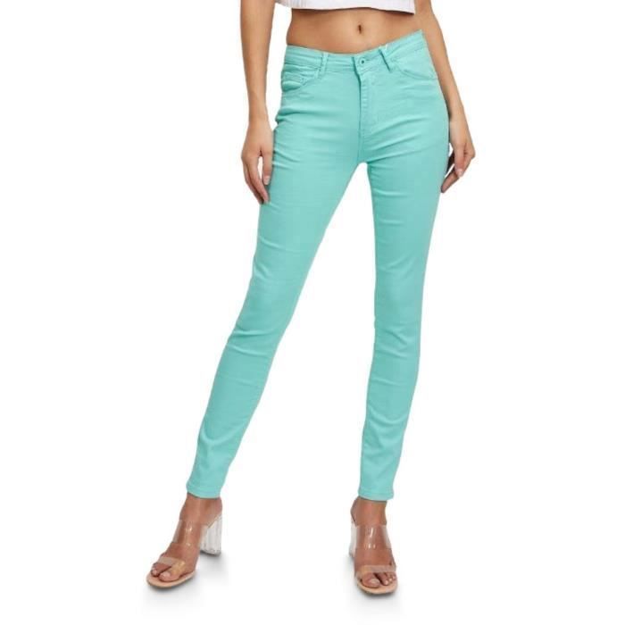 Pantalones vaqueros de mujer - SULLIVAN - Corte ajustado - Cintura alta - Algodón/Lycra - Azul