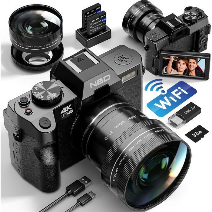 Appareils Photo numériques Ture 4K pour la Photographie et Le vlogging 48MP/60FPS, WiFi et contrôle d'application