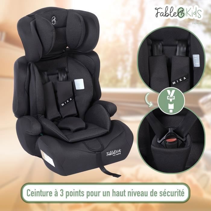 FableKids Child Car Seat | 3-Point Safety Belt | Car Seat for Children 76-150 cm | Black