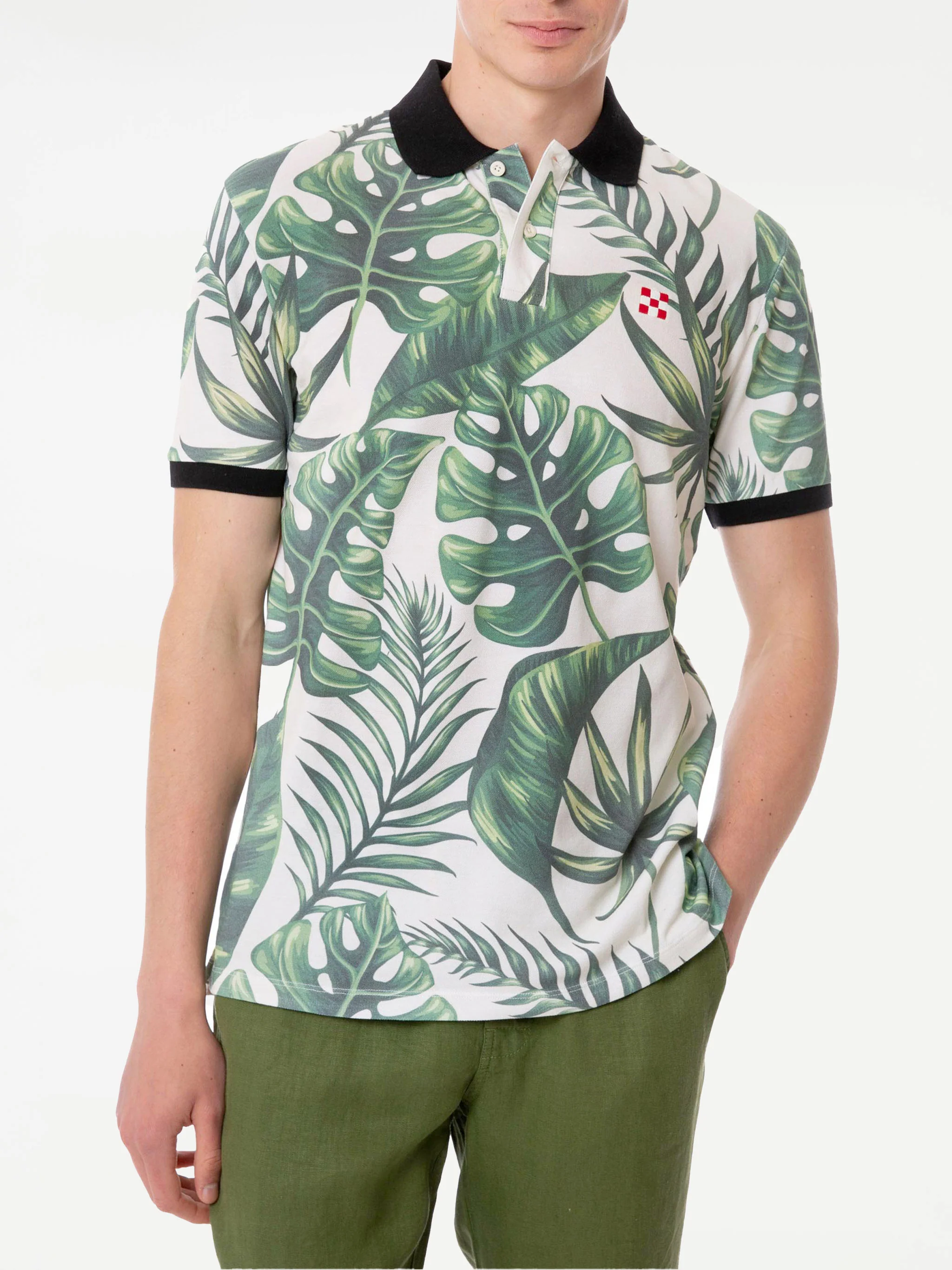Polo shirt voor heren met bladprint