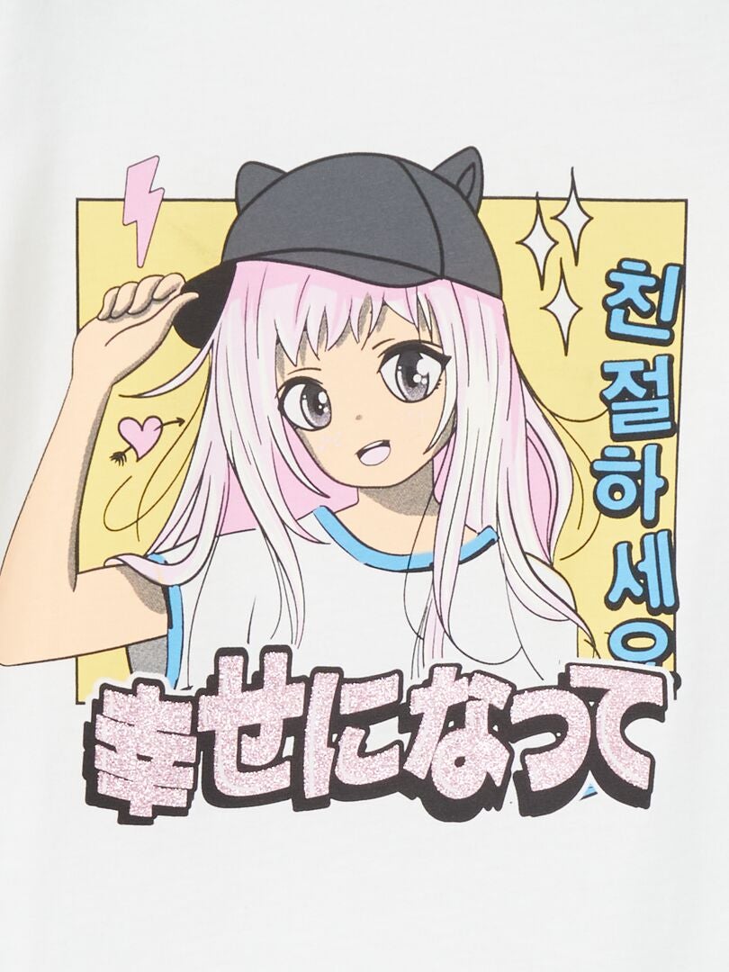 Koszulka z nadrukiem Manga Jersey – biała