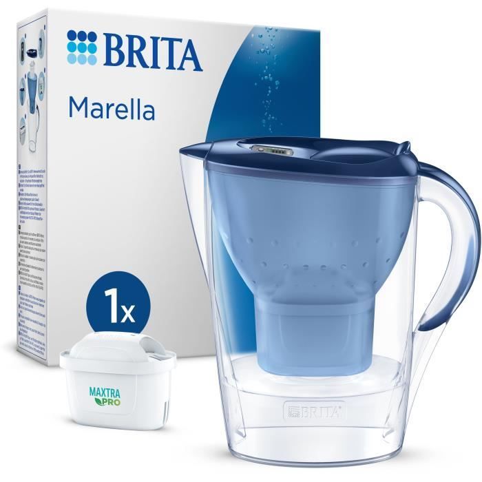 BRITA Water Filter Jug - Marella Blue - 2.4L Capacity (1.4L Filtered Water) - 1 Maxtra Pro All-In-1 Cartridge Included