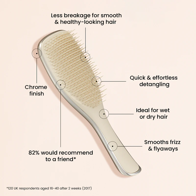 Tangle Teezer Ultimate Detangler Chrome platte borstel voor steil en krullend haar