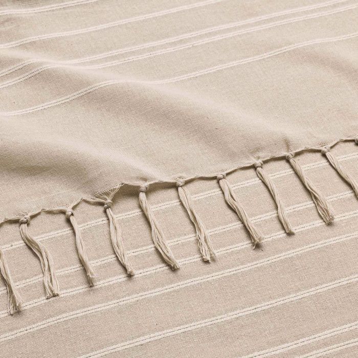 LILIA throw 240 x 260 cm - 100% cotton - Beige with fringes