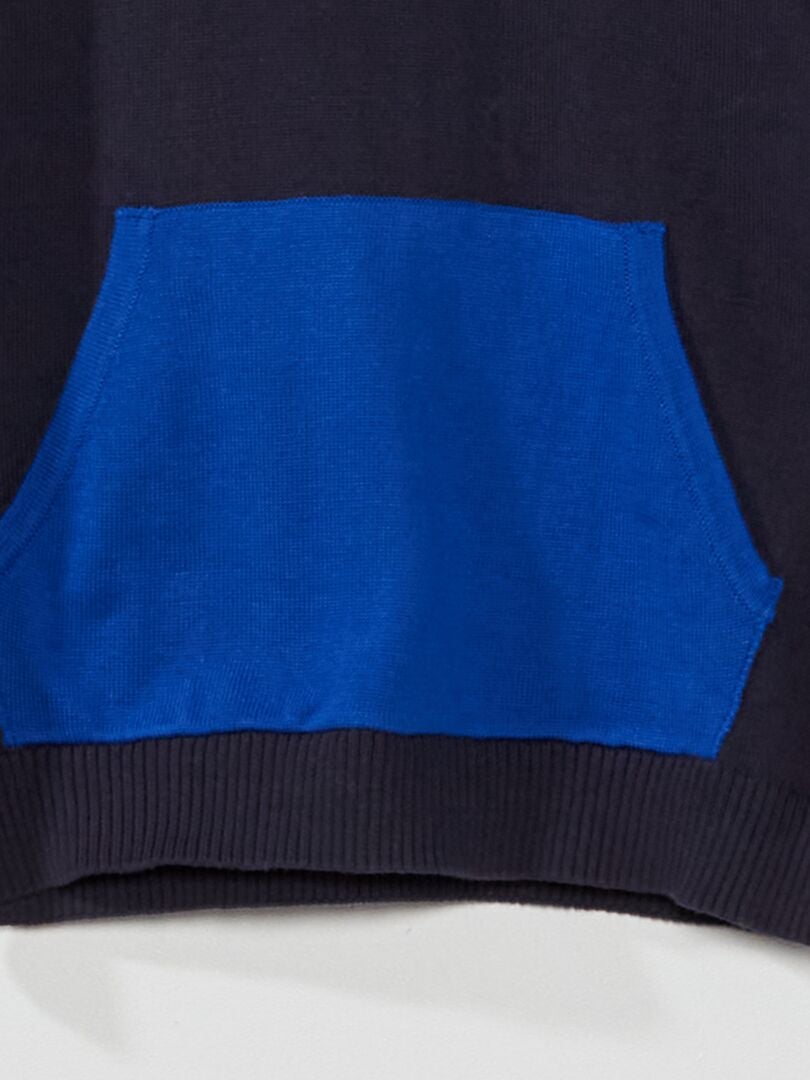 Lichtgewicht gebreide trui met kangoeroezak - BLAUW