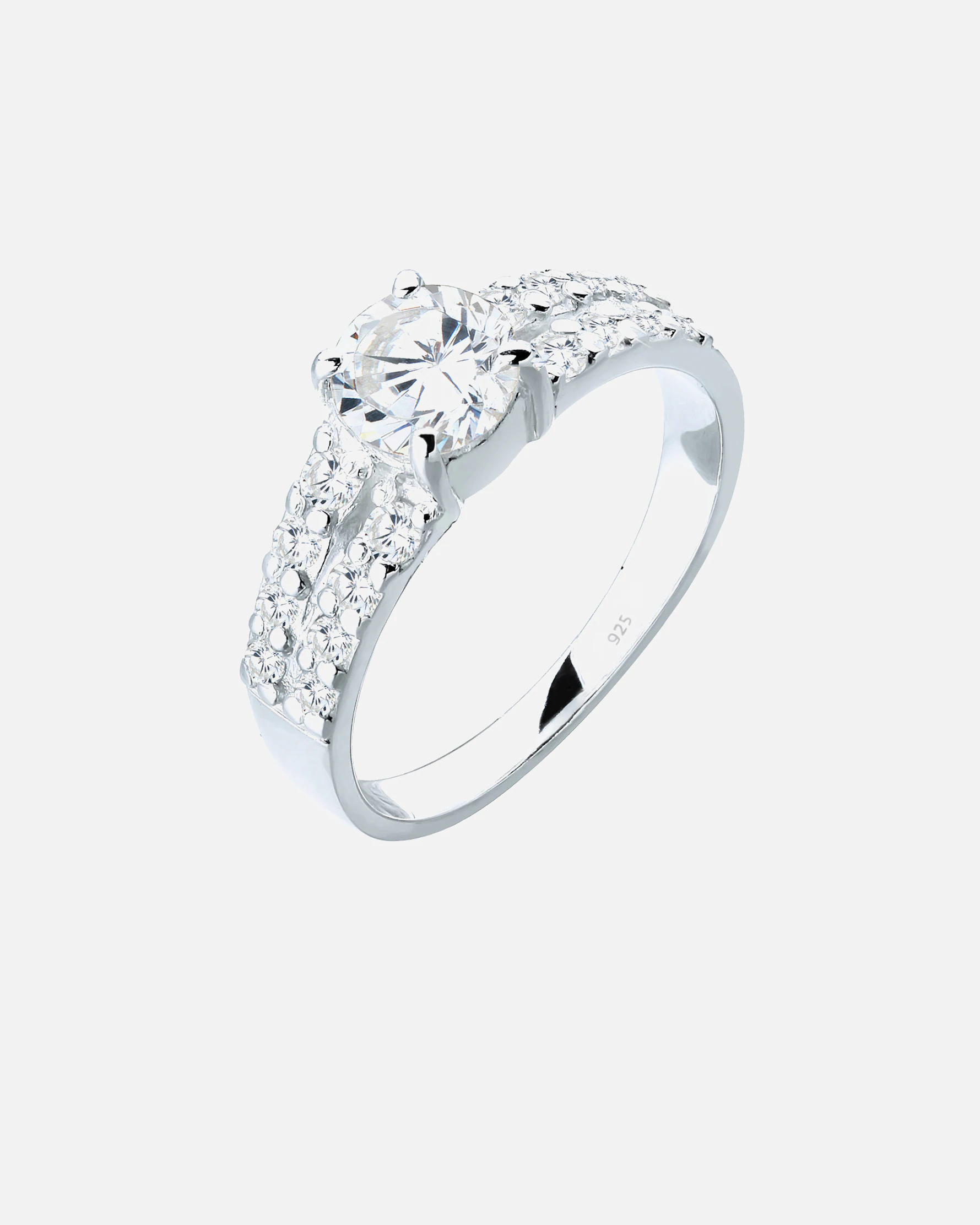 Elli Femme Fiançailles Brillantes avec des Cristaux de Zircone en Argent Sterling 925