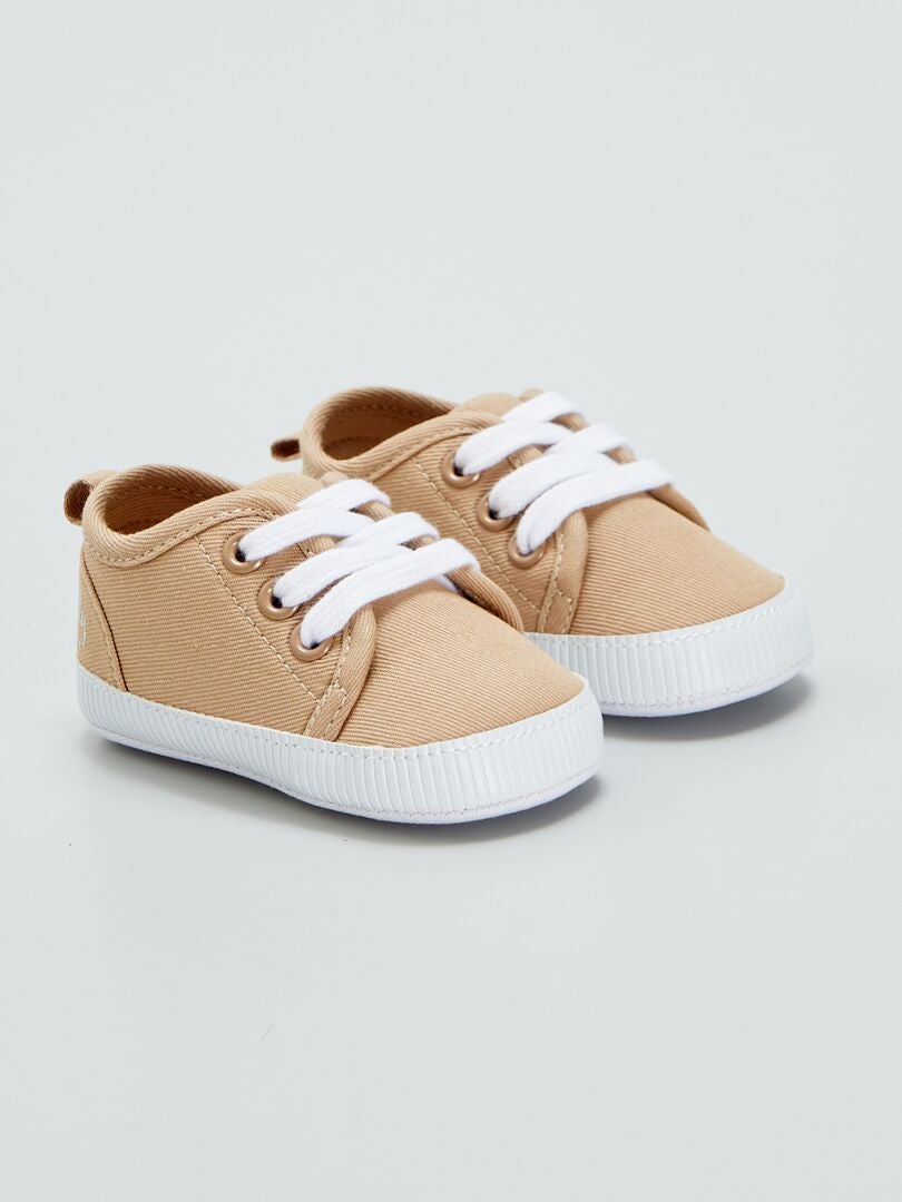 Lage katoenen sneakers - BEIGE