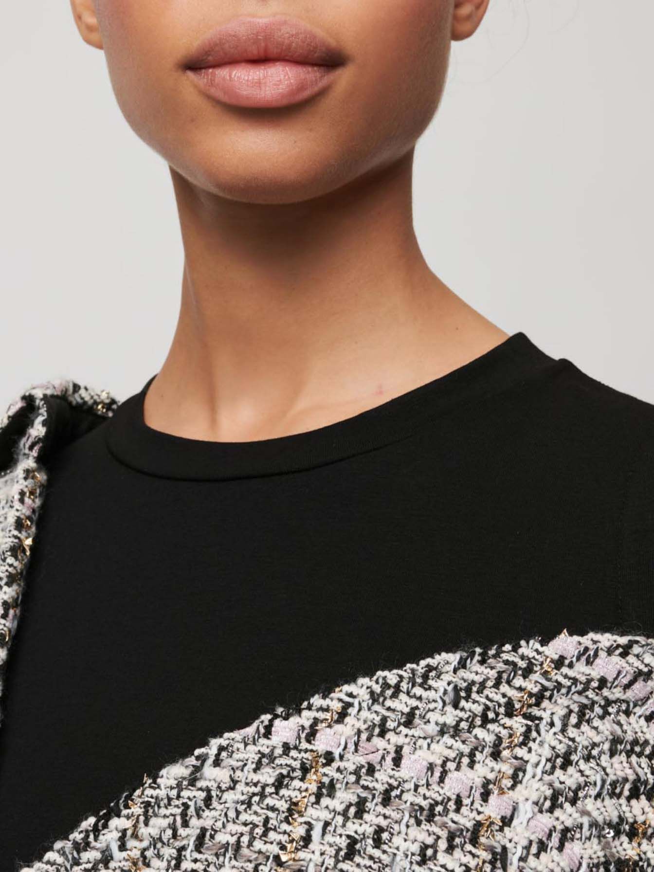 Cămașă trompe l'oeil în stil tweed - Roz deschis