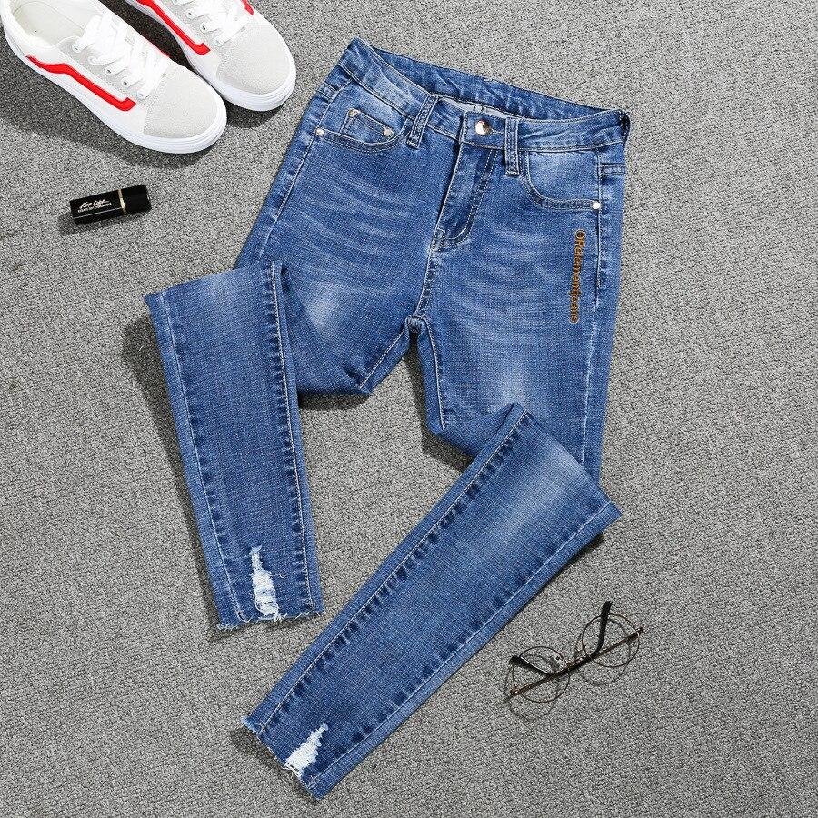 Jeans strappati taglie forti da donna, skinny, elasticizzati, in denim, pantaloni capri da ragazza, taglie 4XL e 5XL.