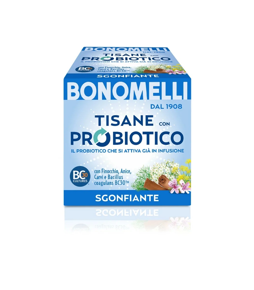 BONOMELLI kruidenthee met probiotica ter verlichting van aerofagie (het inslikken van lucht), 10 filters