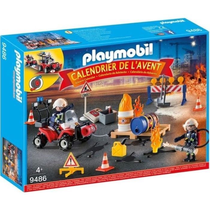 Calendrier de l'Avent PLAYMOBIL - Pompiers incendie chantier - Modèle 9486 - Mixte