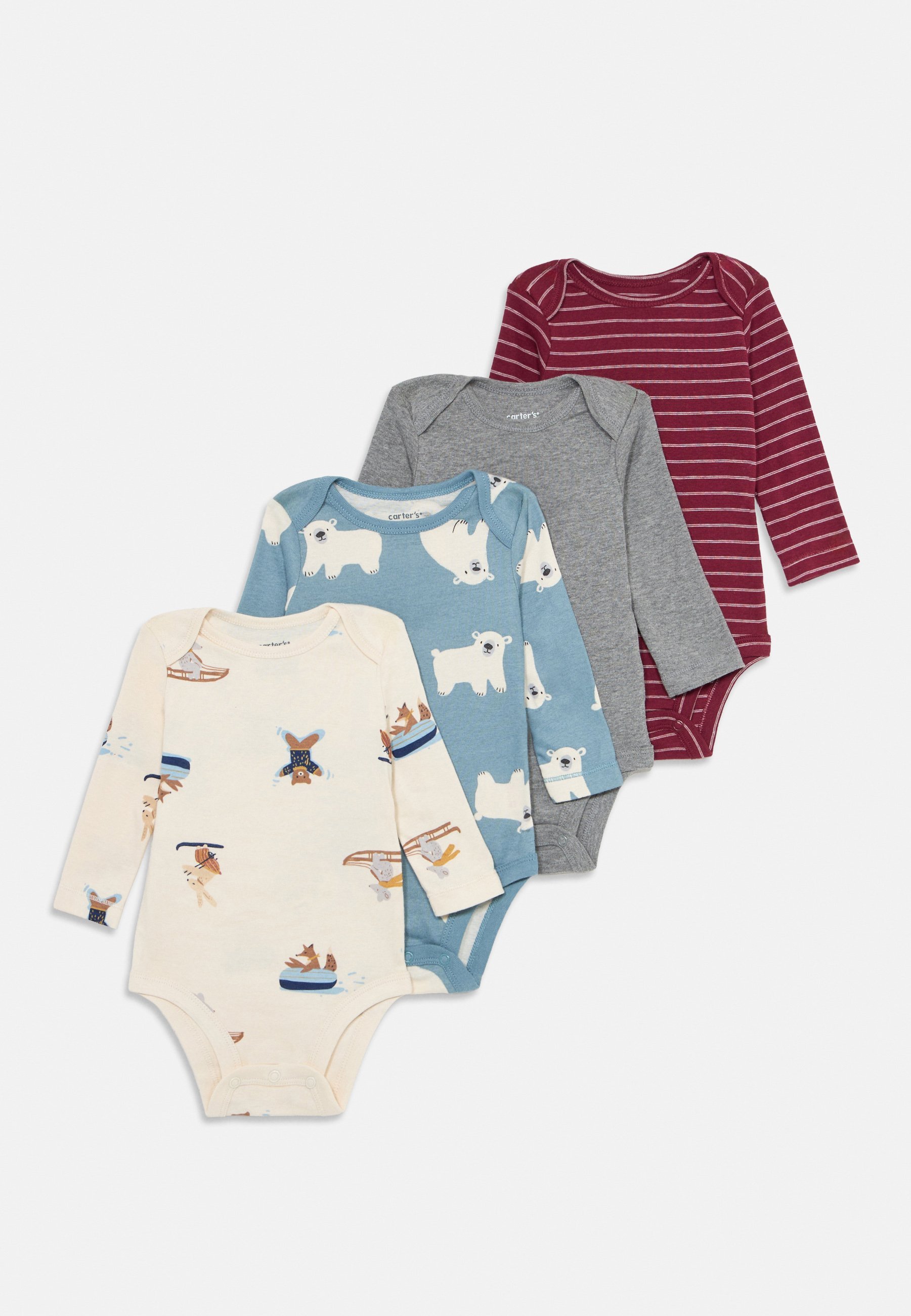 Carter's Rompertjes met lange mouwen, multi-pack (4 stuks) - Rompertje: gebroken wit/rood/lichtblauw