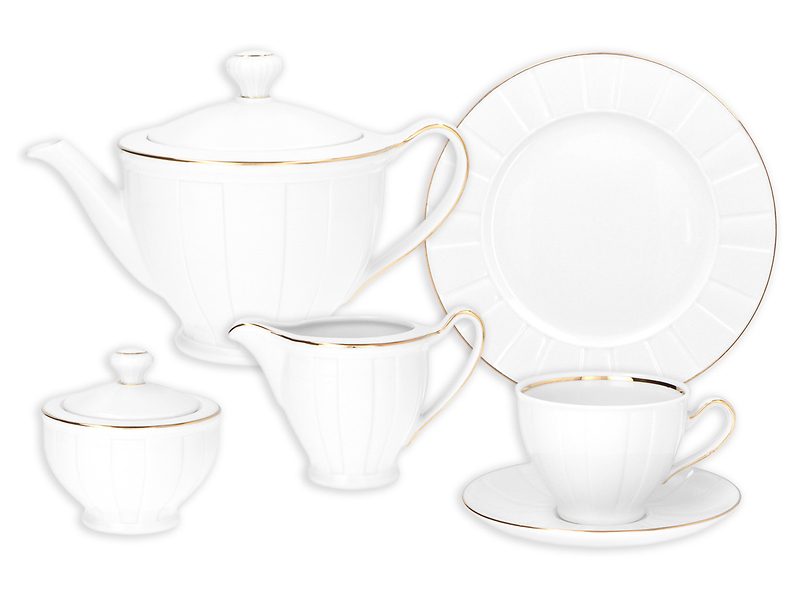 Komplet kawowy Ćmielów Oktawa porcelana  21 el. złoty