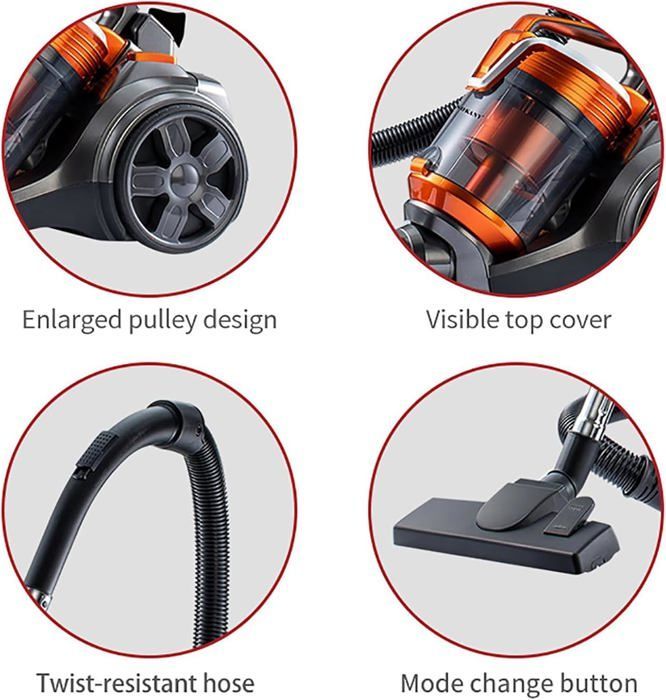 Bagless cylindrical vacuum cleaner, 3600 W, Powerful Carpet Cleaner, 1.8 Litre capacity, Vacuum cleaner for Home Use, Floor