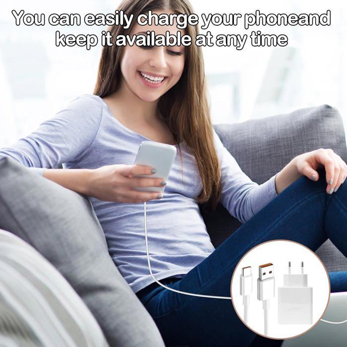 Chargeur 66w Honor, Supercharge Chargeur Rapide avec 6 A 1m Cable USB C Chargeurs pour Téléphones Portables Compatible Honor Magic6