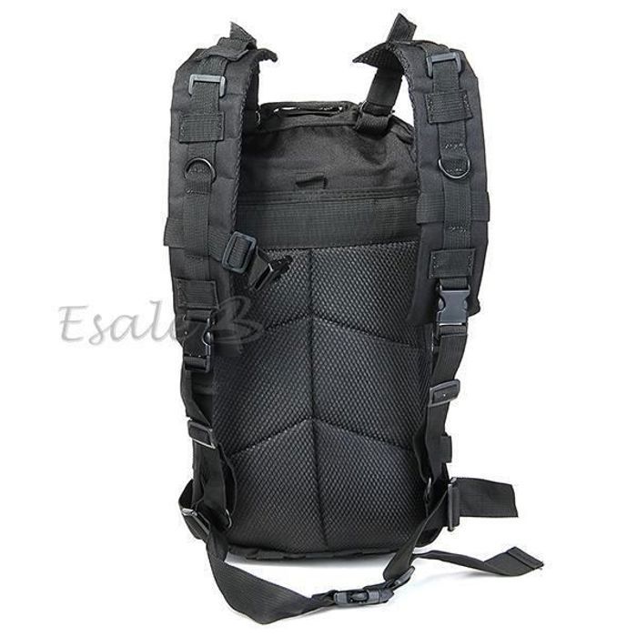 Mochila militar - Ejército - Impermeable - 20-35L - Nylon de alta densidad - Negra