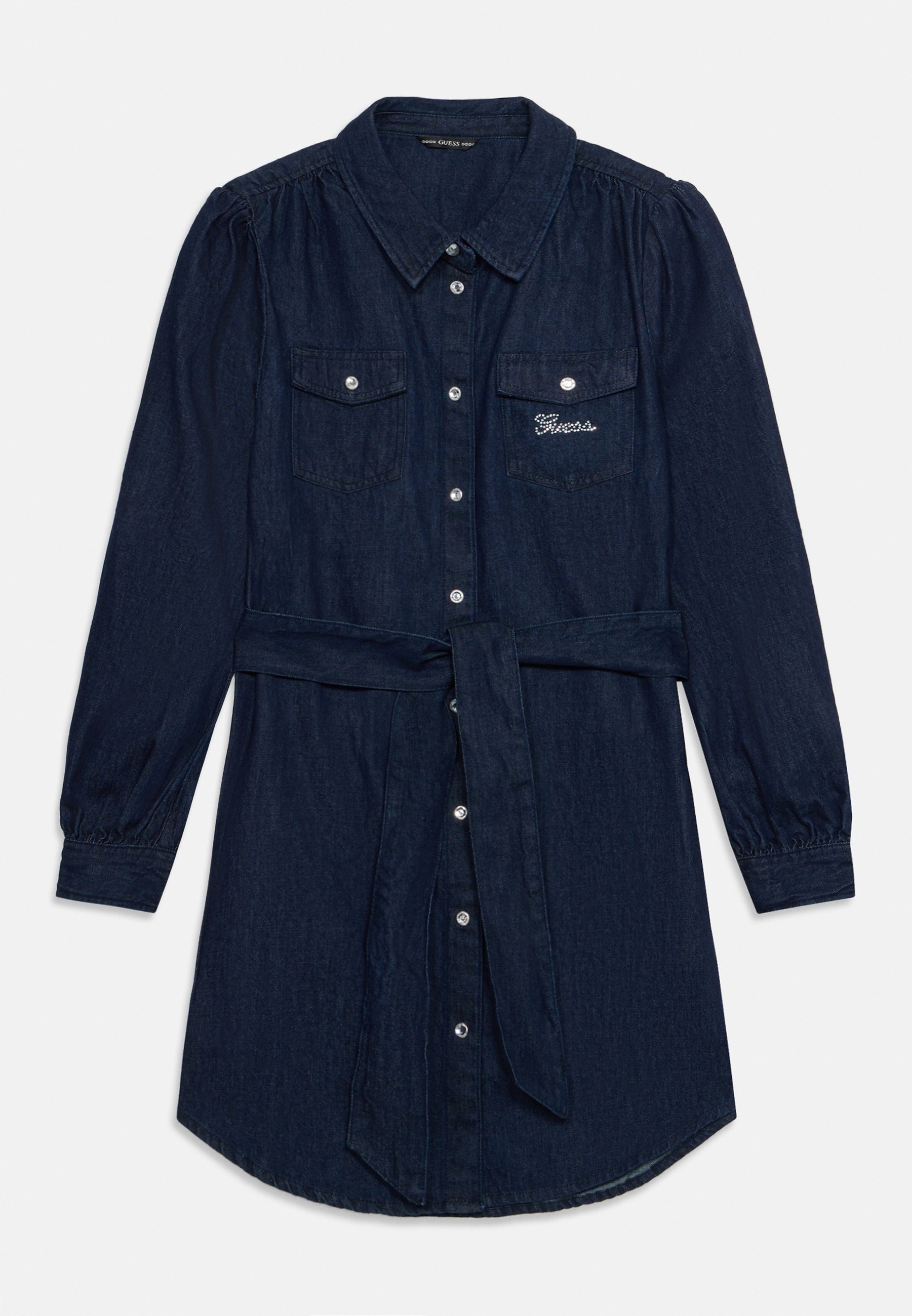 Guess JUNIOR DRESS STONES - Denim jurk - donkerblauwe denim