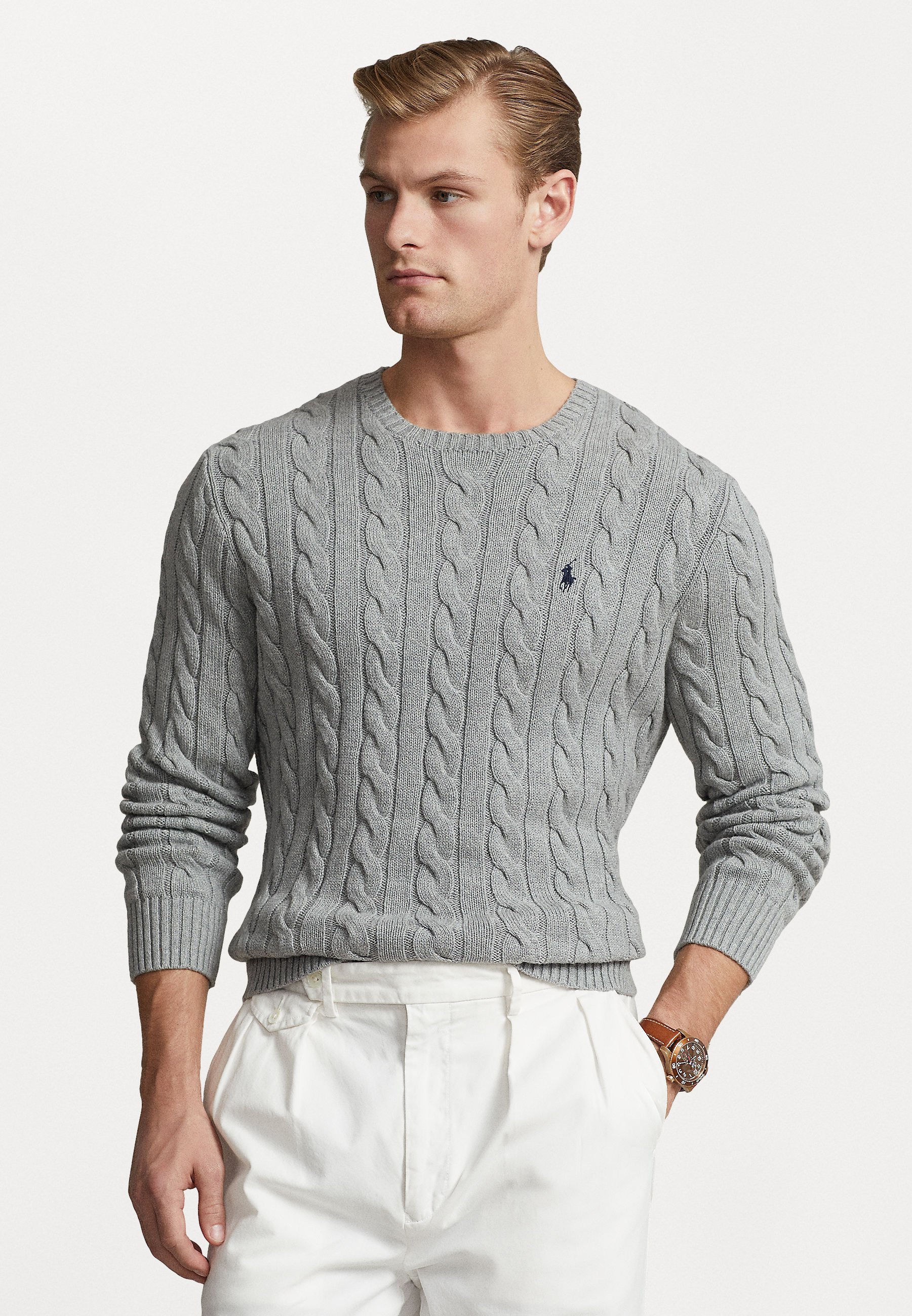Polo Ralph Lauren CABLE-KNIT COTTON JUMPER - Pulover - rumeno-rjava