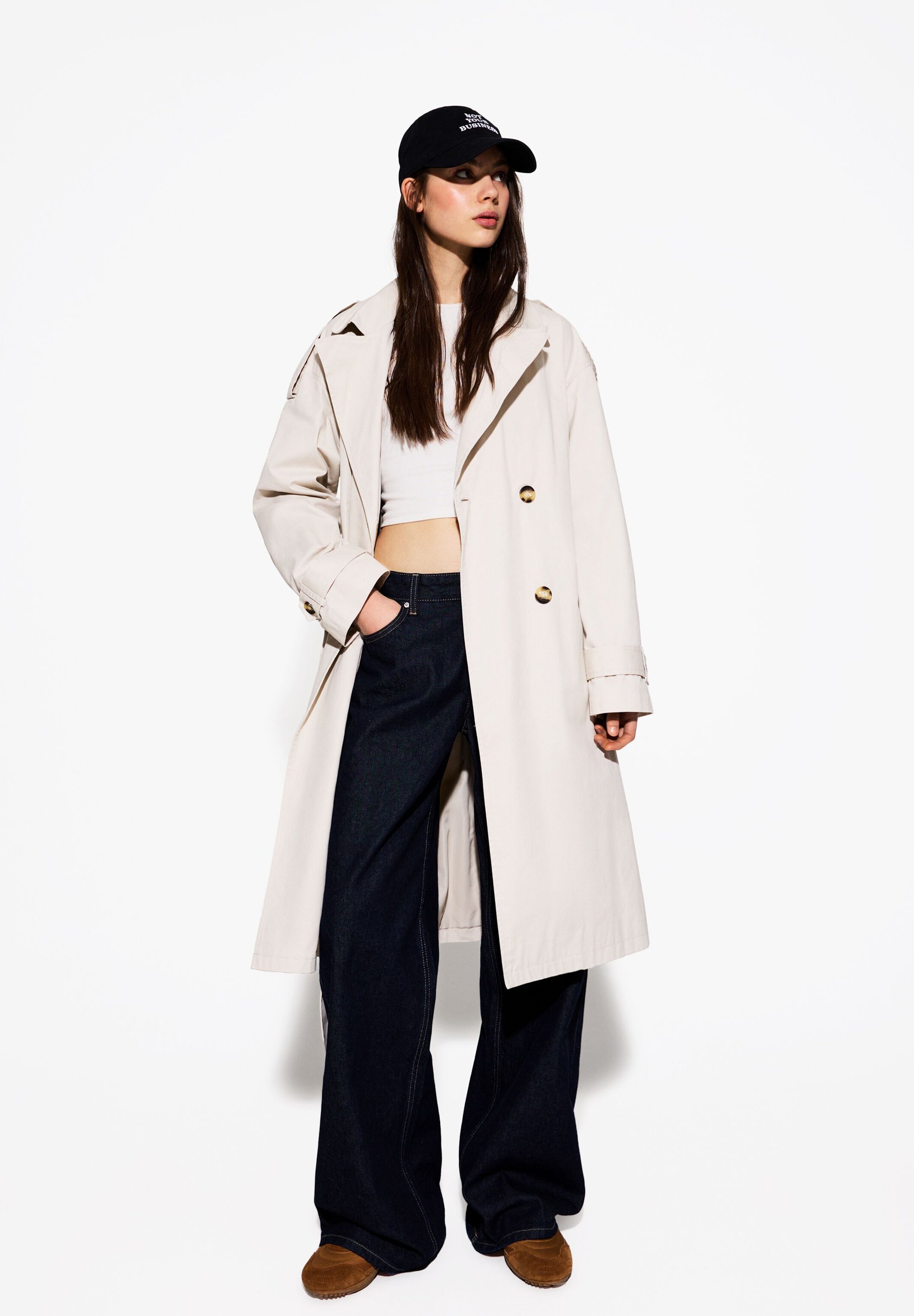 Bershka Trenchcoat - stone