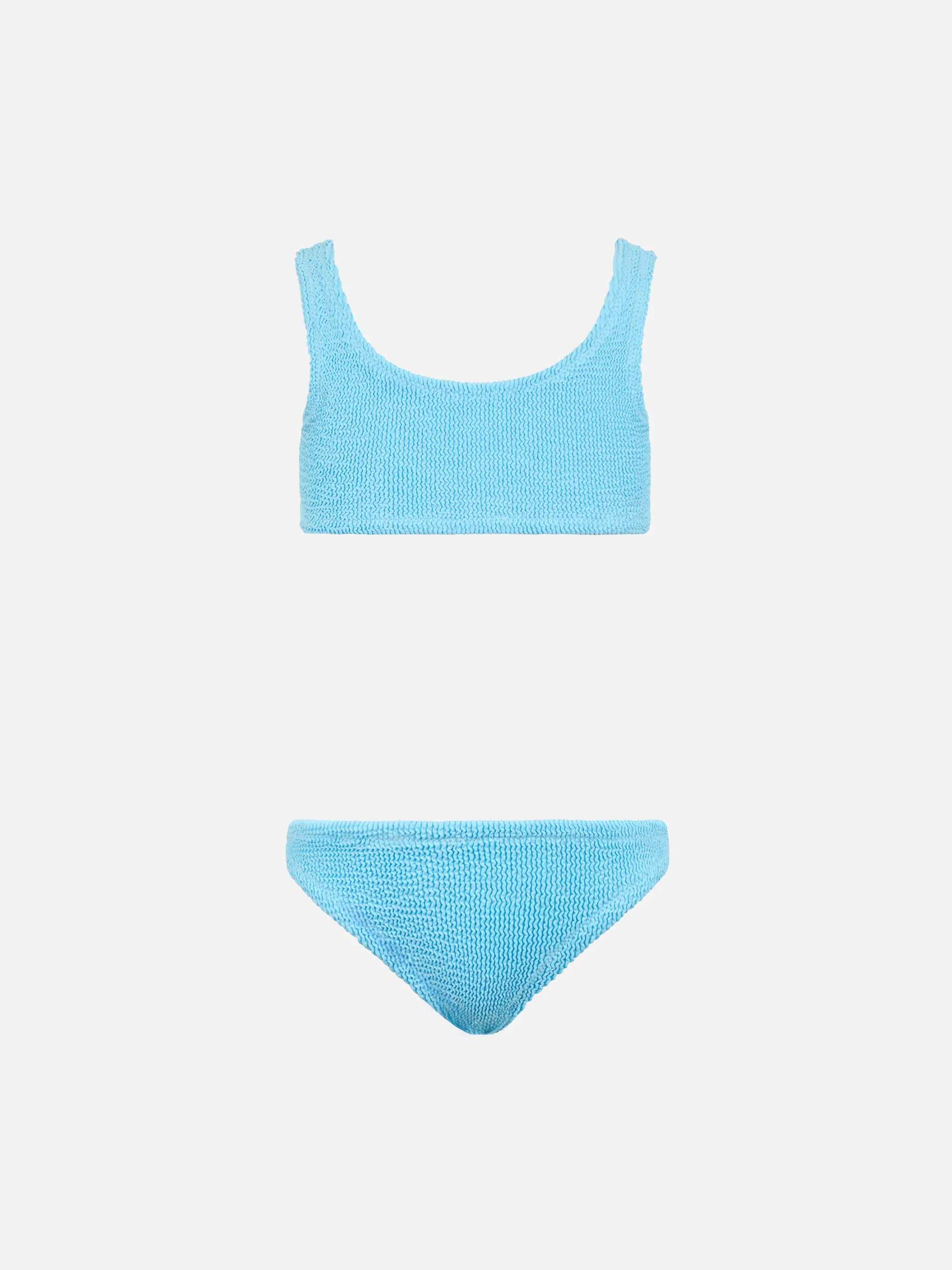 Baker Bralette Bikini | Klassieke lichtblauwe crinkle zwemkleding voor meisjes | Medium dekking | Saint Barth
