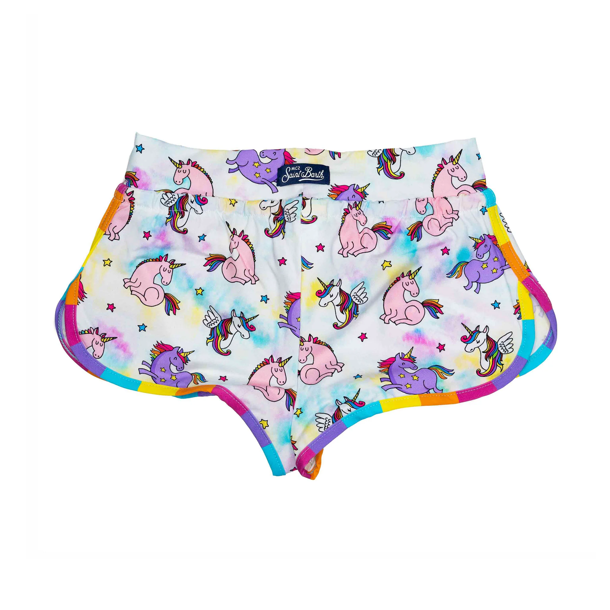 Pantaloncini da spiaggia da bambina stampa unicorno