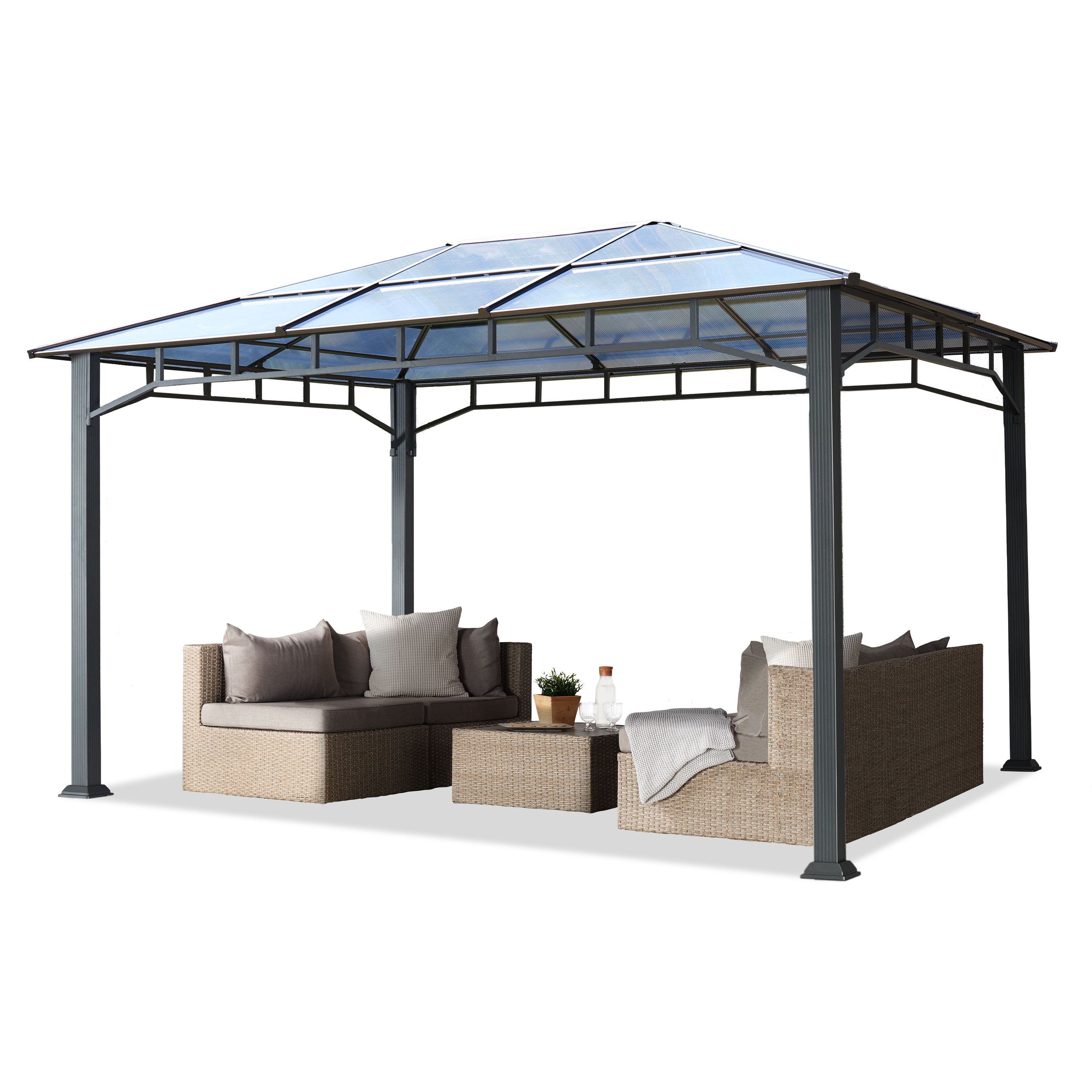 TOOLPORT 3x4 m, Gazebo de jardim, Sunset Deluxe, telhado rígido