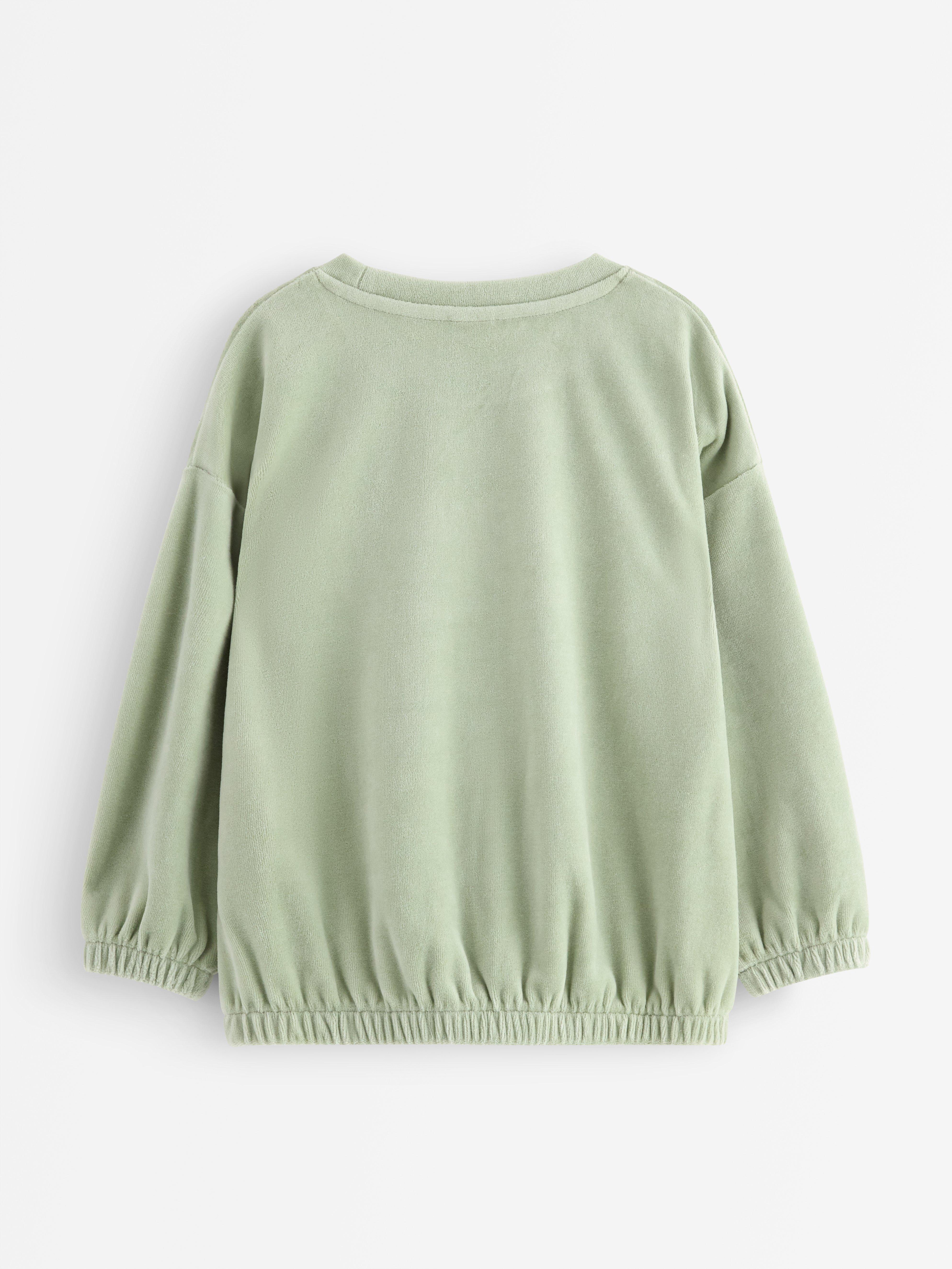 Jersey extragrande de terciopelo verde empolvado