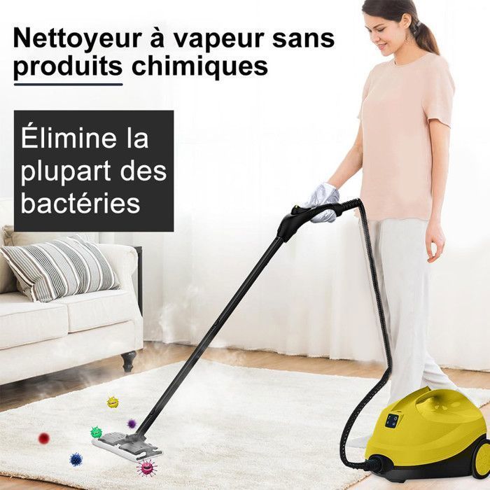 2000W Nettoyeur Vapeur Avec 14 Accessoires, Pression Vapeur : 4 bar, Capacité de cuve 1.8 L,Temps de chauffe 30 sec, Autonomie 45mn