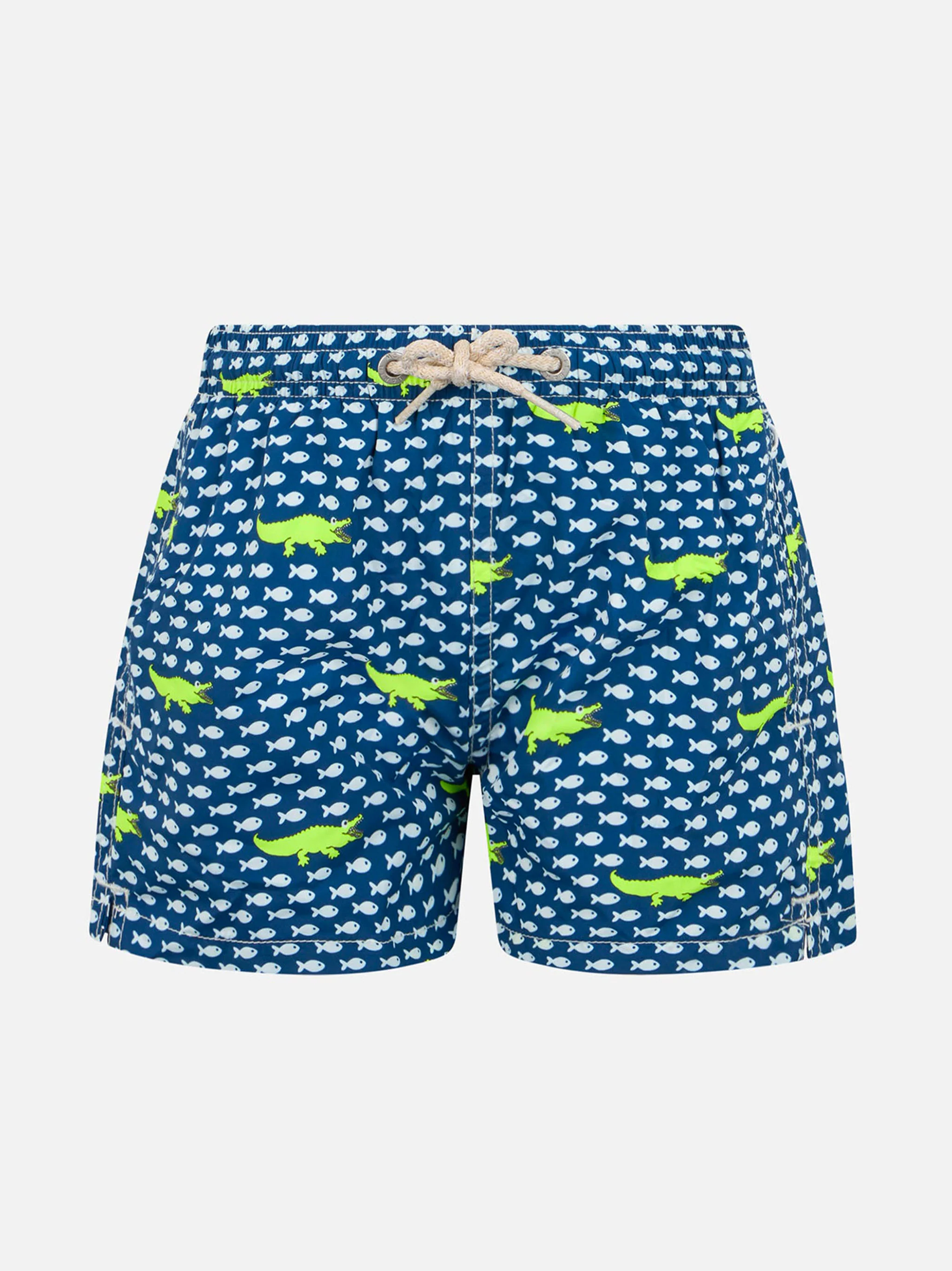 Costume da bagno da bambino in tessuto leggero Jean Lighting con stamp