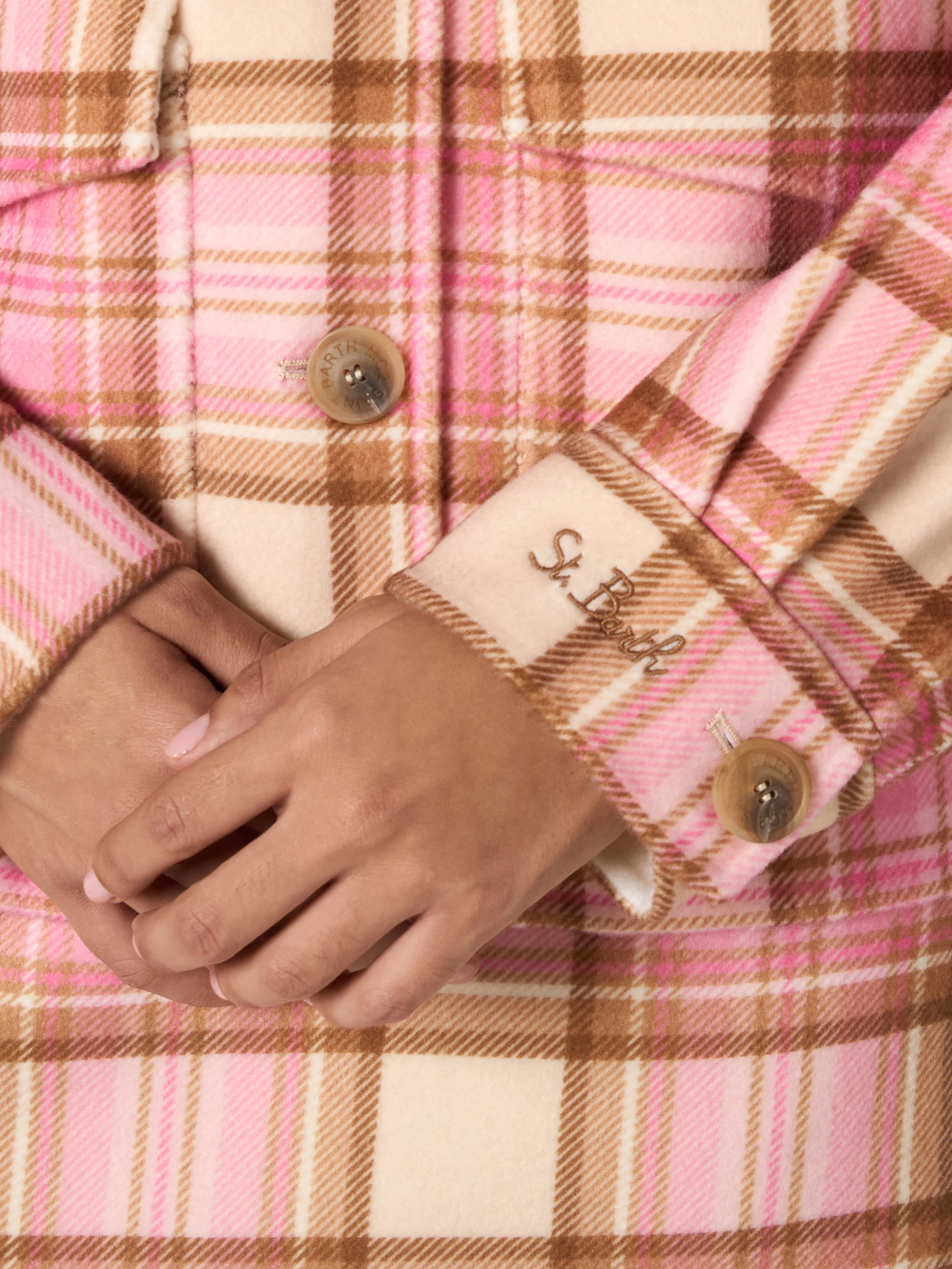 Bonnibell damesshirt met korte mouwen en roze tartanprint